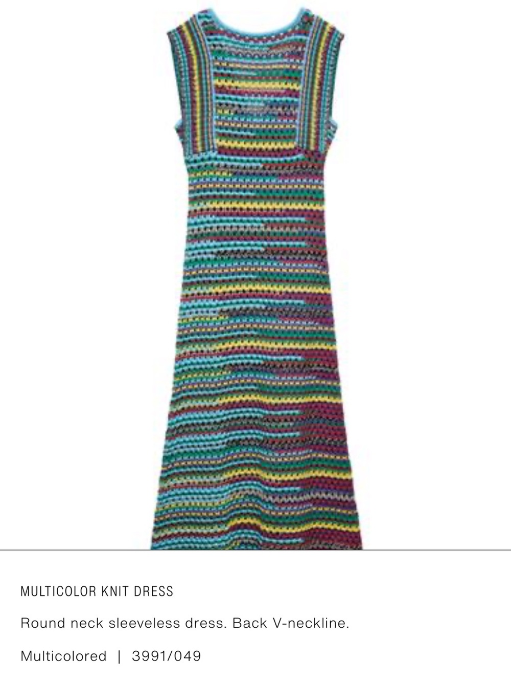Zara Multicolor Striped Knit Maxi Dress